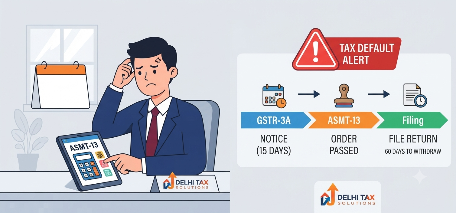 2D flat vector illustration of a tax officer making a best judgement assessment alongside an infographic showing the timeline to withdraw an ASMT-13 order.
