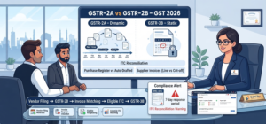 Indian Chartered Accountant explaining GSTR-2A vs GSTR-2B, dynamic and static ITC statements, GST reconciliation, GSTR-3B matching and DRC-01C compliance