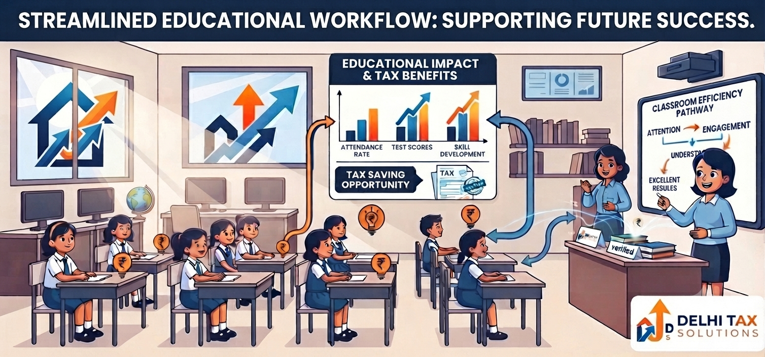 Indian school classroom students representing tax exempt formal education in India
