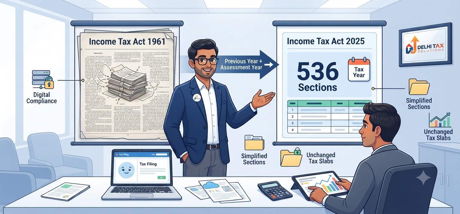 Income Tax Act 2025 vs 1961 comparison showing the unified Tax Year, 536 sections, and digital tax compliance