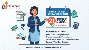 2D flat vector graphic showing extended Tax Audit Form 3CD due date of 21st October 2026 for AY 2026-27.