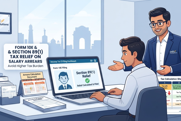 Indian taxpayer filing Form 10E online to claim Section 89(1) tax relief on salary arrears with guidance from a Chartered Accountant