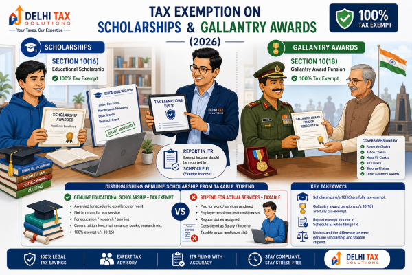 Tax exemption on educational scholarships and gallantry award pensions under Sections 10(16) and 10(18)