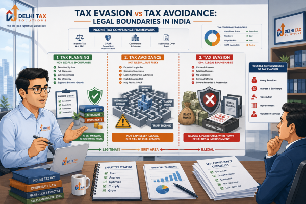 Indian Chartered Accountant explaining the difference between tax planning, tax avoidance and illegal tax evasion under Indian tax law