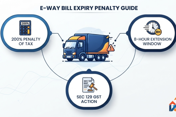 Goods detained due to an expired e-way bill attract heavy penalties under Section 129 of the CGST Act.