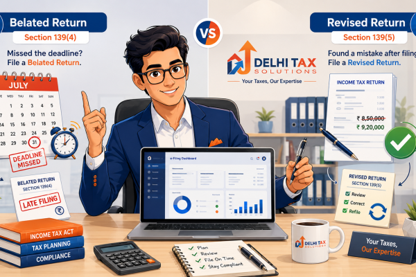 Belated return vs revised return in India showing late ITR filing and correction of an income tax return
