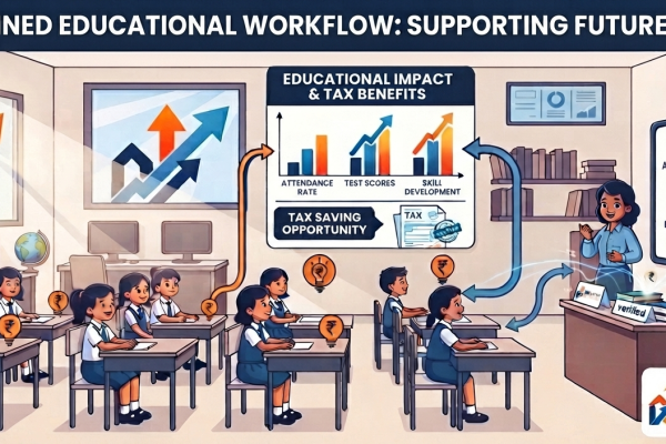 Indian school classroom students representing tax exempt formal education in India