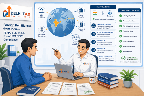 Indian taxpayer consulting a Chartered Accountant about FEMA foreign remittances, LRS limit, TCS and Form 15CA/15CB compliance