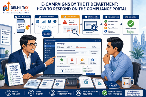 Indian CA explaining how to respond to an Income Tax e-campaign through the compliance portal