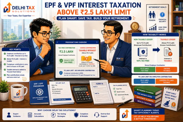 EPF and VPF interest taxation above ?2.5 lakh annual employee contribution limit with ?5 lakh exception for employees without employer contribution